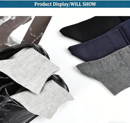 5 pairs of men's mid-calf socks, pure cotton sweat-absorbing odor-resistant autumn/winter business socks for all seasons