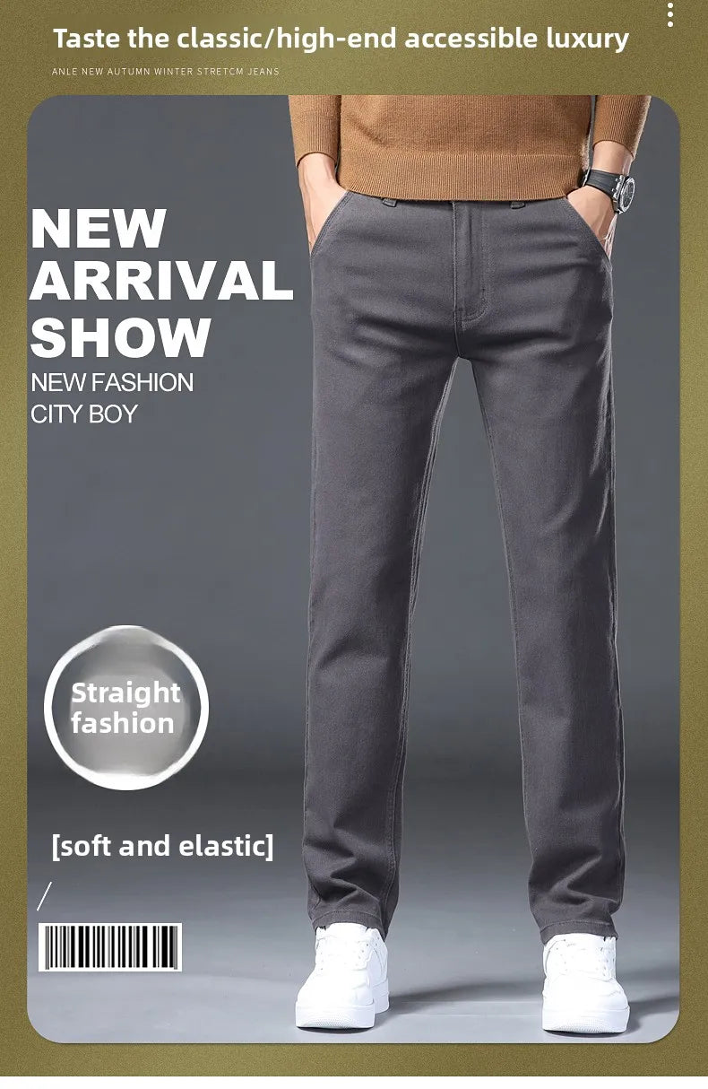 Classic Style 3 Colors Autumn Men's Slim Brown Jeans High Quality Business Casual High Stretch Denim Pants Male Brand Trousers