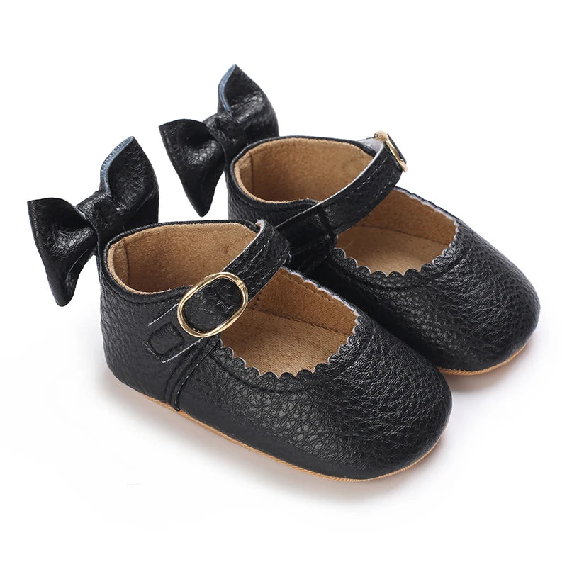 2025Black Fashion Newborn Party Princess Shoes  Boys And Girls' First Step Walking Shoes Rubber Soled Anti Slip Baby Shoes 0-18M