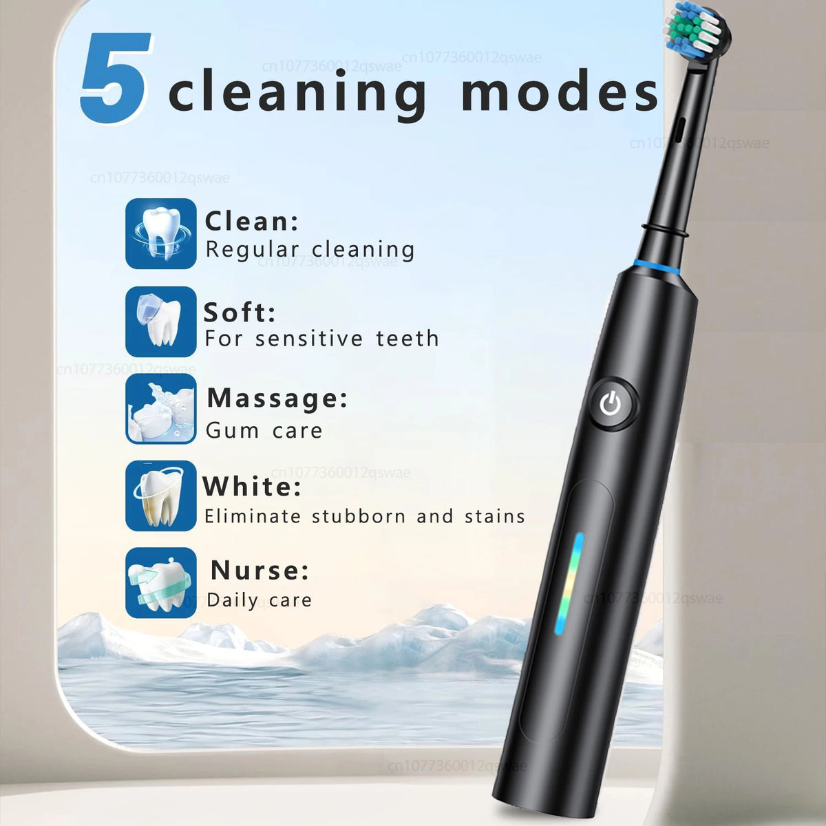 Electric Toothbrush Rechargeable Deep Clean Whitening Teeth for Adult Toothbrush Rotation Toothbrush with 4/8 Replacement Heads