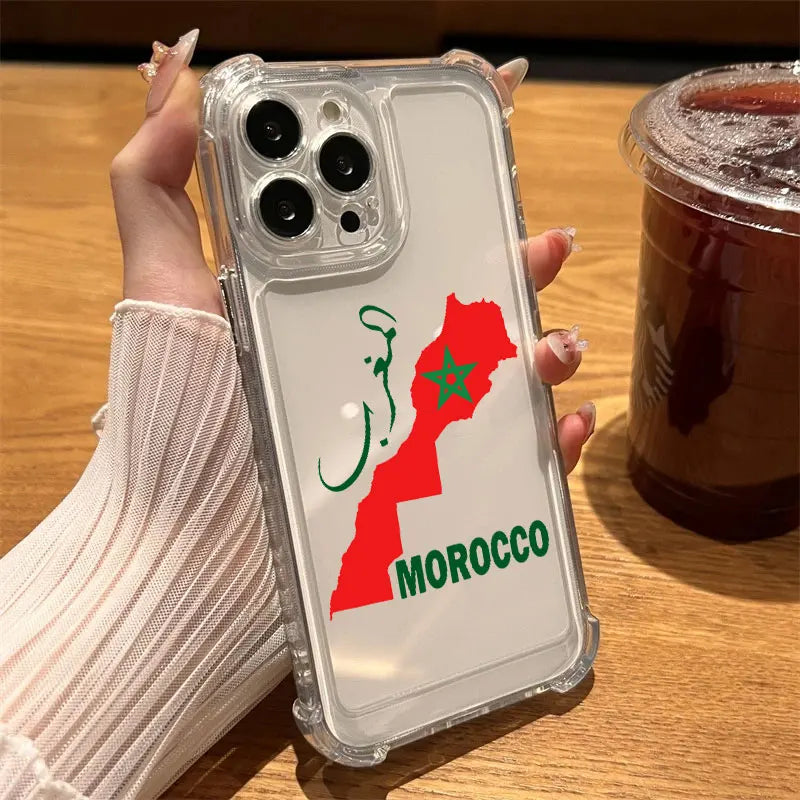 Morocco Flag Passport Coat Phone Case Clear For iPhone 17 16 14 15 11 12 13 Pro Max 16E 15 16 Plus 17 Air Soft Shockproof Cover