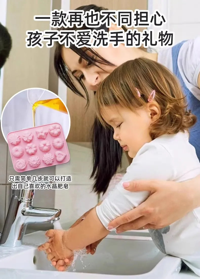 Kids DIY Soap Making Kit Gem Crystal Shapes Handcraft Art Set Creative Molding Craft Toy Birthday Gift for Girls Boys Hobby Play
