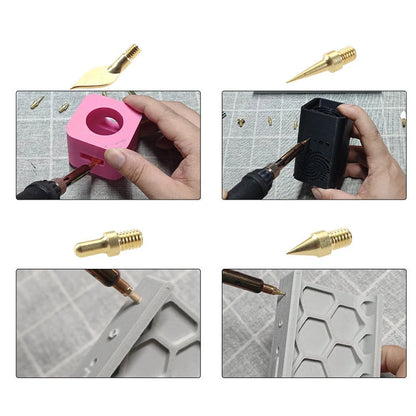 9PCS Heat Insert Nut Iron Tip Hot Melt Heat Set Insert Tool Soldering Iron Tip 3D Printing Modify Finishing Brass Thread Embed