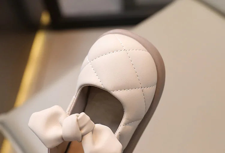 Children Leather Shoes for Girls Soft Spring Autumn New Baby Shallow Bow Solid Color Japanese Style Kids Versatile Casual Shoes