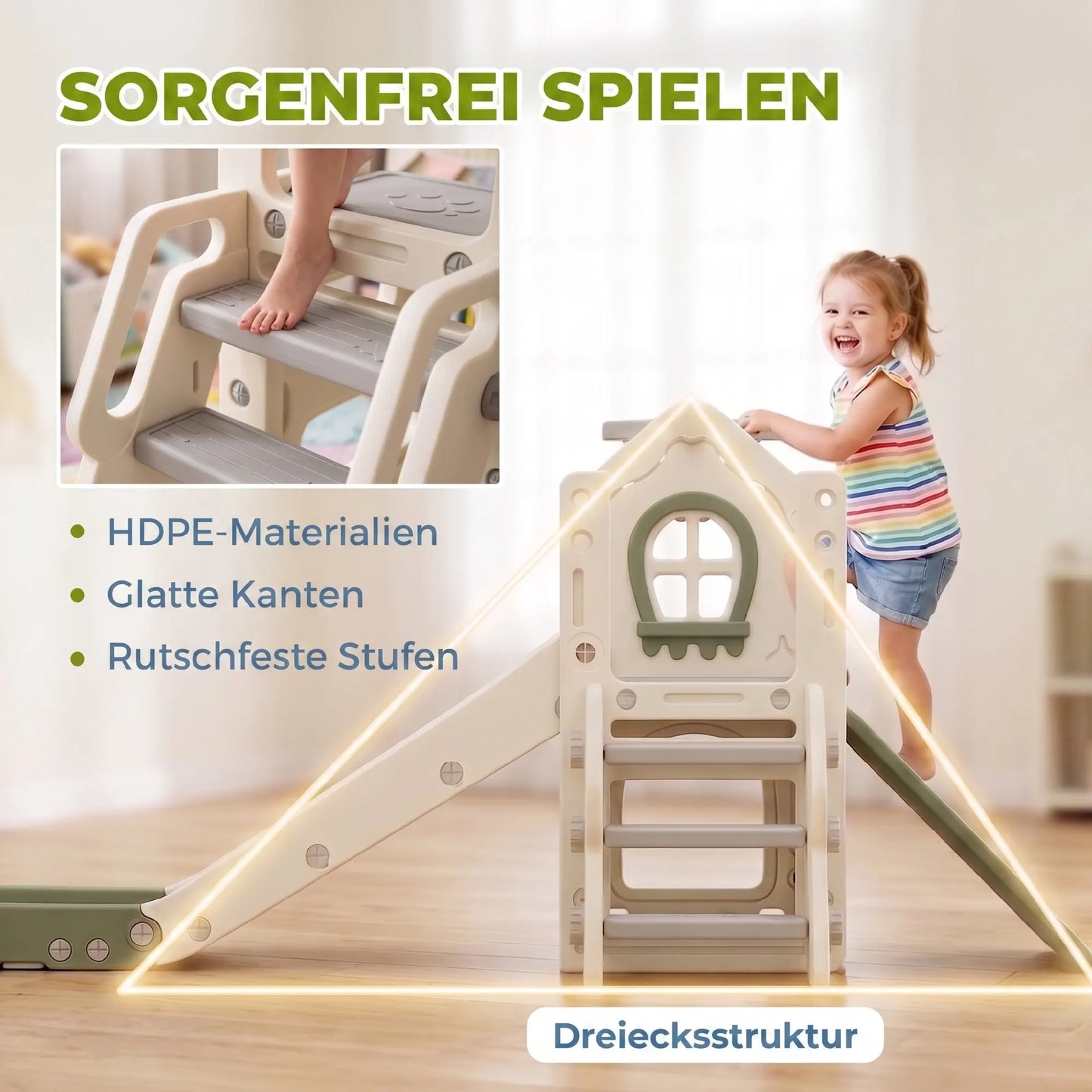 Foldable 4-in-1 Toddler Slide with Climbing Elements, Basketball Stand, Storage Space and Basketball for Kids 1-3 Years Old, Cream White, Kids Toy Slide, Kids Slide, Outdoor Toy Slide