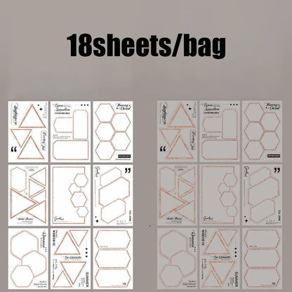 Mr. Paper 18pcs/bag Basic Border Theme Dual-Material Die-Cut Stickers Handbook Materials DIY Scrapbook Journal Frame Photo Album