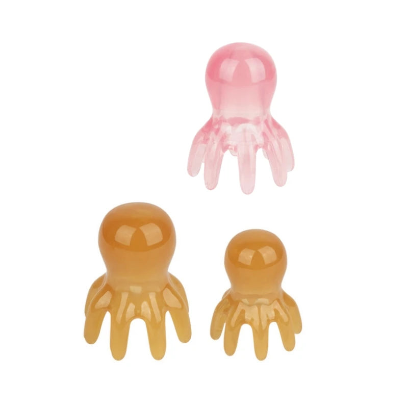 Octopus Head Massager Comb Head Meridian Manual Acupressure Tool Portable Spa Gua Sha Massage Comb