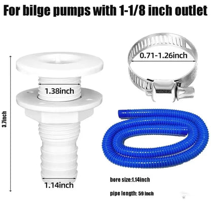 Bilge Pump Hose, 1-1/8 Inch Dia Bilge Pump Installation Kit, 6.5 FT Premium Quality Kink-free Flexible PVC Hose, 2 Stainless Ste