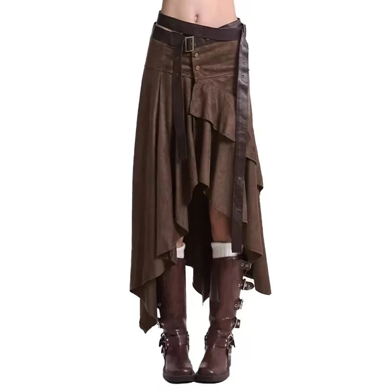 New In Autumn 2025 Trend Streetwear Y2K Skirts For Women's A Line Irregular Patchwork Long Skirts Faldas Woman Clothing