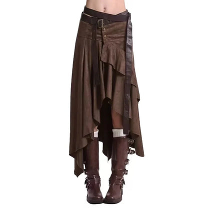 New In Autumn 2025 Trend Streetwear Y2K Skirts For Women's A Line Irregular Patchwork Long Skirts Faldas Woman Clothing