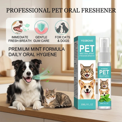 Pet Mint Oral Spray Cleaning Teeth Reduce Plaque Accumulation Eliminate Odor Fresh Breath Protect Gum No-Brush Dental Care Spray