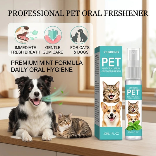 Pet Mint Oral Spray Cleaning Teeth Reduce Plaque Accumulation Eliminate Odor Fresh Breath Protect Gum No-Brush Dental Care Spray