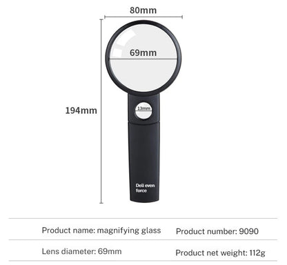 Deli High-Definition Handheld Magnifying Glass Portable Elderly Reading Aid with Dual Mirror for Identification