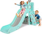 Sturdy Toddler Slide with Basketball Hoop Plastic Kids Slide Climber with Anti-Slip Steps Indoor Outdoor Children Toy Playground