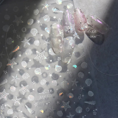 Shiny Blowing Bubble Nail Decorations Stickers 5D Shell Light Love Cat Bubble Transfer Slider Sticker DIY Summer Manicure Decals