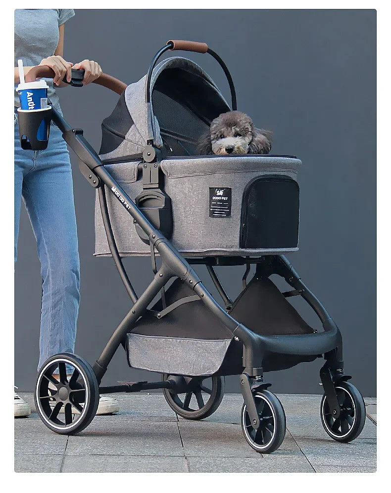2026 New Dog Stroller Lightweight Foldable Separable Pet Cart, 21.5cm Large Wheel Safe Box for Cat Dog Outdoor Travel 강아지 유모차