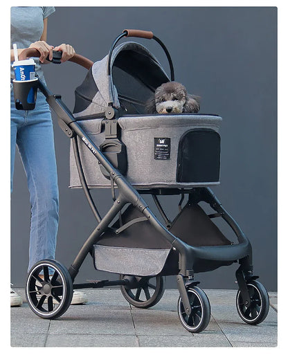2026 New Dog Stroller Lightweight Foldable Separable Pet Cart, 21.5cm Large Wheel Safe Box for Cat Dog Outdoor Travel 강아지 유모차