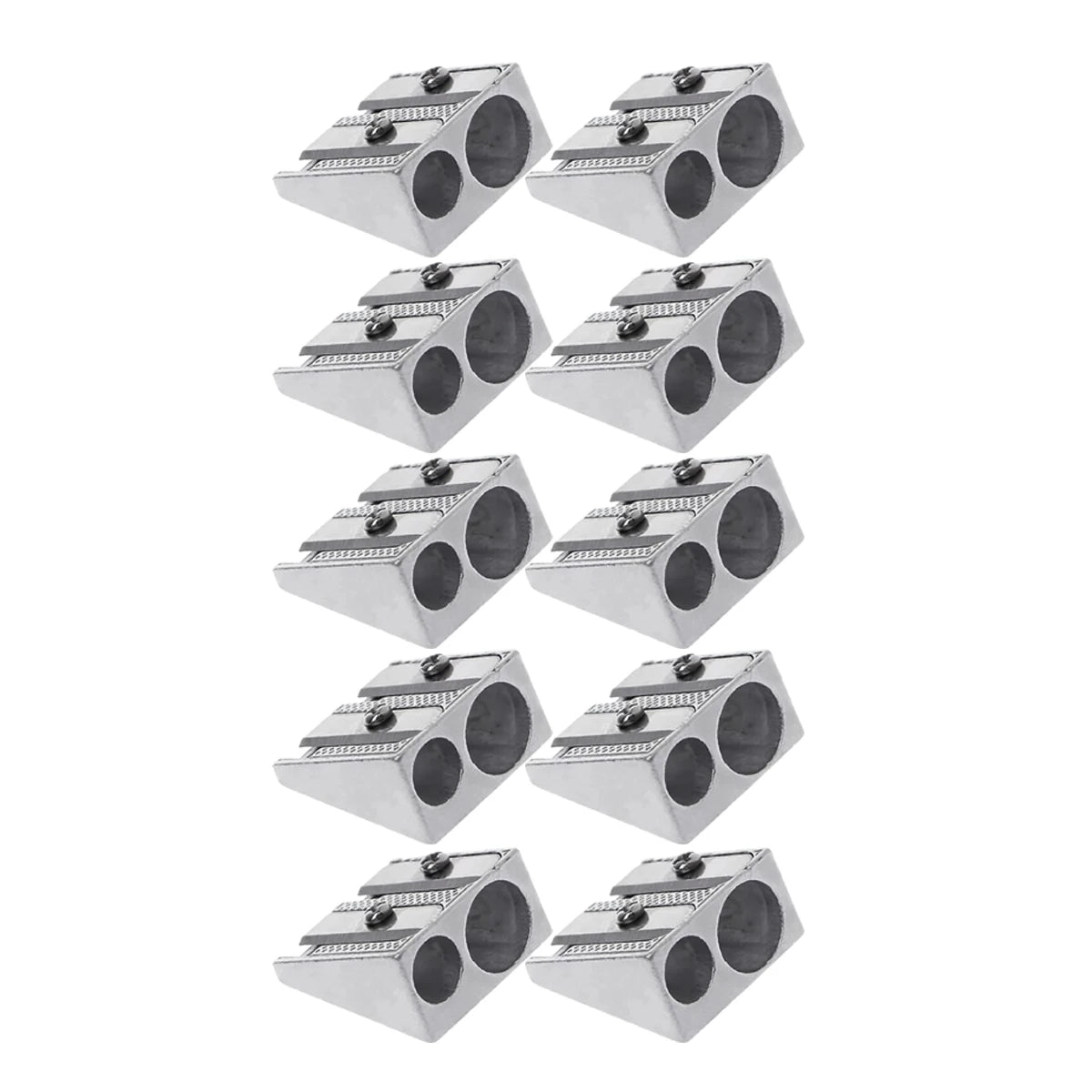 1/10/20Pcs Silver Aluminum Alloy Pencil Sharpener 2-Hole Magnesium Wedge Profile Metal Pen Sharpener for Office School Supplies