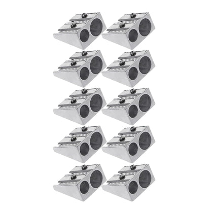 1/10/20Pcs Silver Aluminum Alloy Pencil Sharpener 2-Hole Magnesium Wedge Profile Metal Pen Sharpener for Office School Supplies