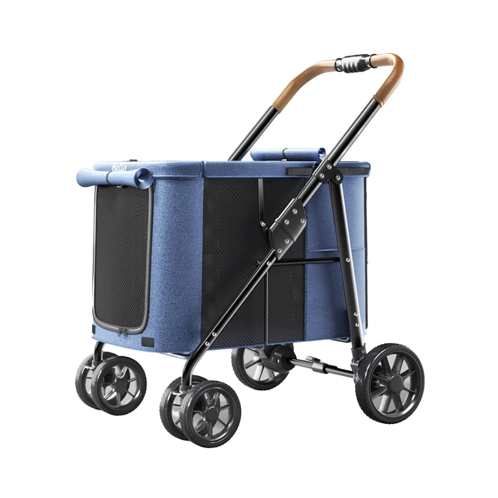 High Quality Foldable 4 Wheels Pet Carrier Adjustable Comfortable Waterproof Pet Stroller Washable Portable Travel Product