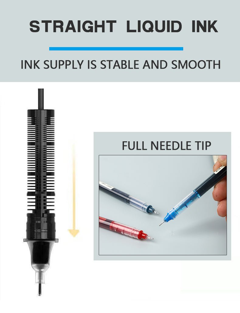 12 Color/set Student School Office Stationery Fine Nib Gel Pen Big Ink Capacity Ballpoint Pen Straight Liquid Rollerball Pen