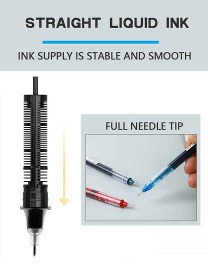 12 Color/set Student School Office Stationery Fine Nib Gel Pen Big Ink Capacity Ballpoint Pen Straight Liquid Rollerball Pen