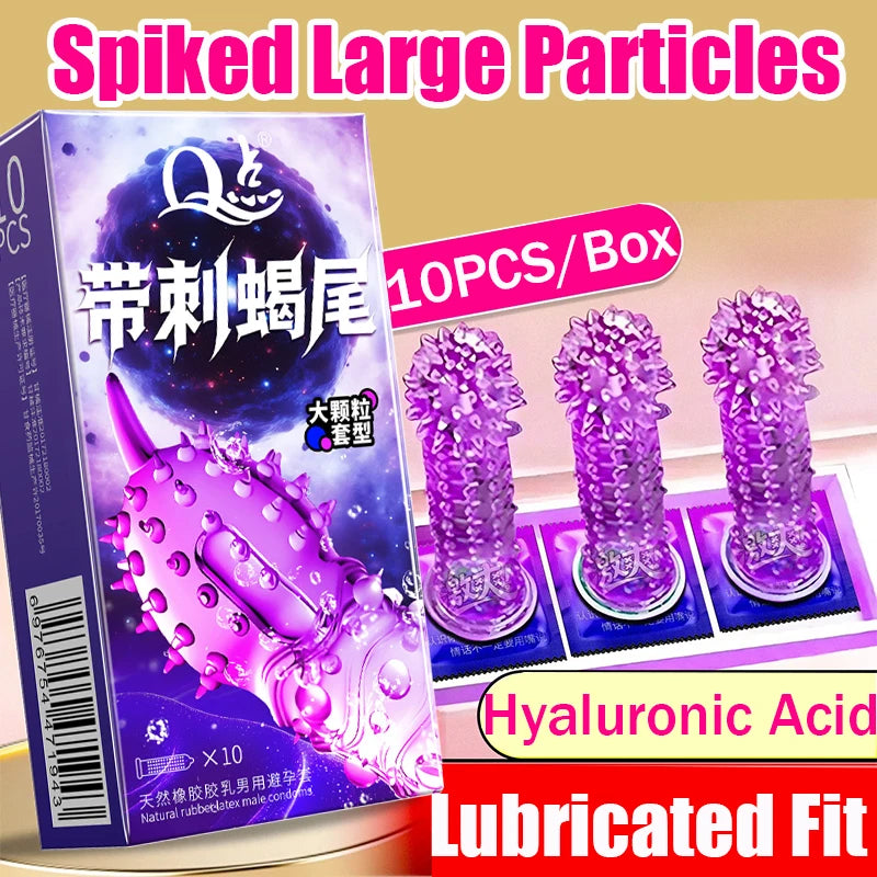 10/20Pcs Spiked Particle Condoms,G-Spot Stimulating Hyaluronic Acid Condoms for Adults,Natural Latex Rubber Condoms for Sex Toys