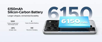 DOOGEE Note56 Pro Android 16 Gemini AI "battery 6150 mAh 32 Go RAM (4 + 28) 128 Go ROM Support Widevine L1
