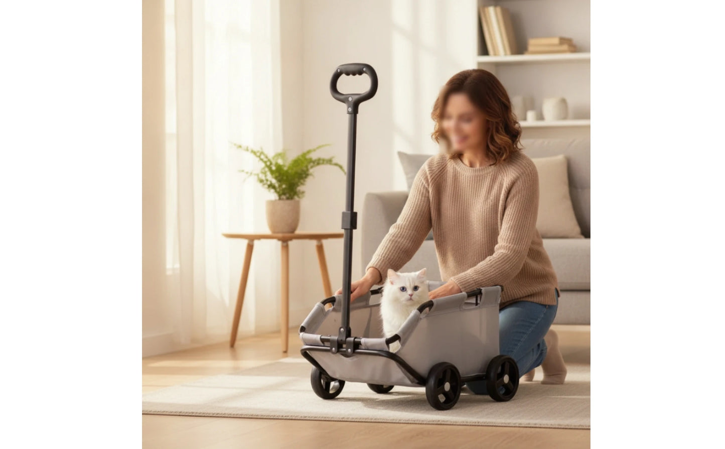 Pet Stroller with Telescopic Handle Folding Foldable Pet Stroller Sturdy Sturdy for Small Dogs, Outdoor Walks, Travel