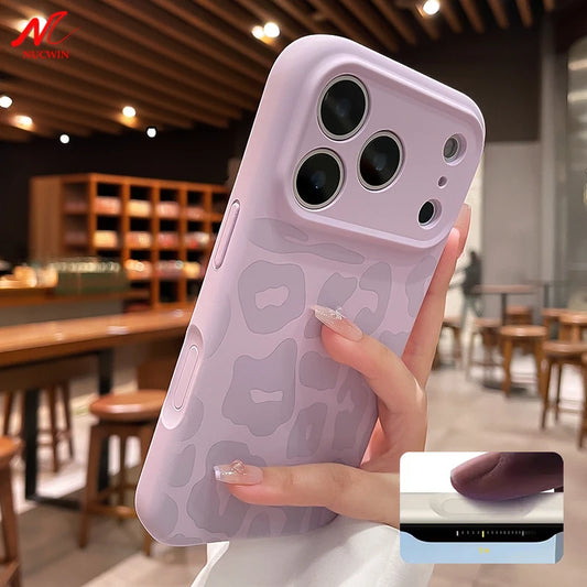 Leopard Pattern Liquid Silicone Case for iPhone 17 16 Pro Max Air 14 15 Plus 12 Camera Control Button Soft Shockproof Cover