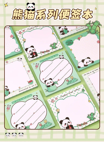 200sheets Panda Memo Pads Cute Animal Note Pads No Adhesive for Students Aesthetic Office School Supplies Bulk Notebook Labels