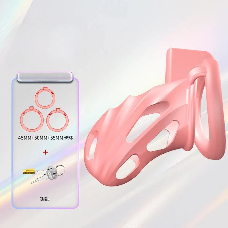 New Sissy Simulation Vagina Chastity Cock Cage Sex Toy with 4 Size Cock Ring Bdsm Penis Urethral Lock Adult Toy for Men