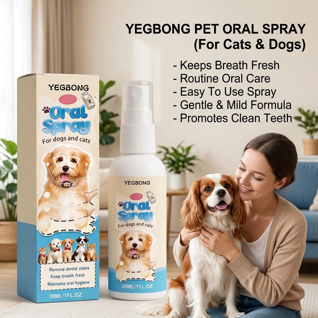Pet Oral Spray Removing Dental Plaque Eliminating Odors Freshen Breath Soothing Gums Mild Formula No-Brush Pet Dental Care Agent