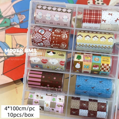 10Rolls Plaid Thousand-Bird Bow  Stars Nail Foils Transfer Paper  Nail Art Stickers  Manicure Set Decal  Nails Decoration