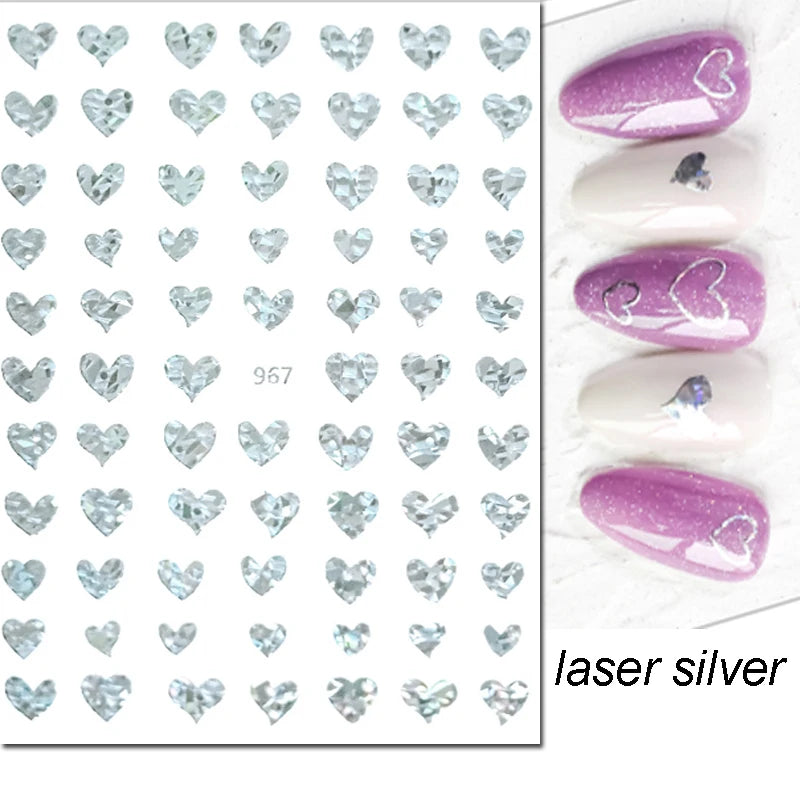 3d Nail Art Stickers Red Black White Love Hearts Stars Clouds French Full Tips Adhesive Nail Decals Slider For Manicure