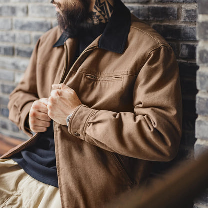 Maden Men’s Padded Cotton Jacket 415g Heavy Fabric Quilted Lining Detroit Workwear Retro Hunter Style Warm Winter Coat
