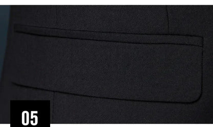 US Size Men Lapel Black Collar 3 Pcs Suit Set Coat Vest Trousers / Business Groom Wedding Dress Fprmal Blazer Pants Waistcoat