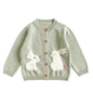 Baby Girls Embroidery Sweater Cardigan Autumn Fashion Cotton Floral Collar Kids Knitted Cardigan Rabbit Coat Outerwear Korean