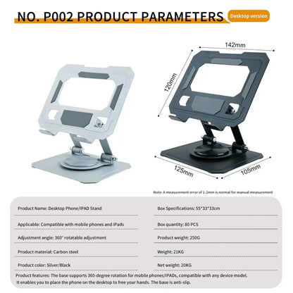 360° Rotatable Tablet Stand Adjustable Foldable Desktop Stand Holder Compatible For 4.7-12 Inch Ipad Pro/Air/Min Laptop Tablet