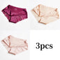 3pcs Lace Women's Panties French Seamless Underwear Female Ice Silk Briefs Solid Color Breathable Underpants Lingerie