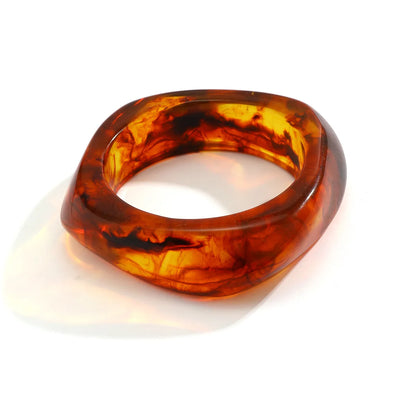 KMVEXO Vintage Punk Brown Coffee Thick Resin Acrylic Bangles Geometric Irregular Wide Cuff Bangle Bracelet For Women Men Jewelry