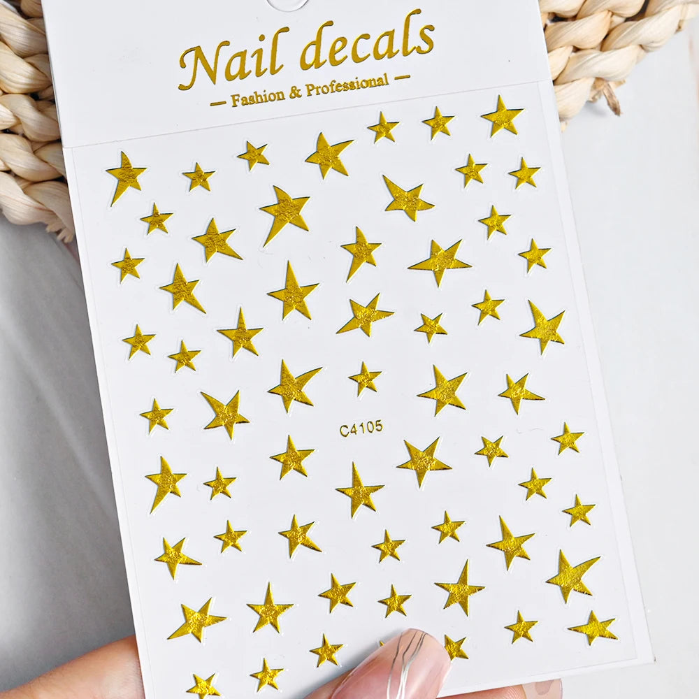 3D Metal Silver Flame Nails Stickers Gold Bronzing Stripe Lines Sliders Design Manicure French Nail Art Decoration Decal #Y2K