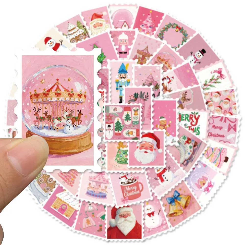 10/30/50PCS Christmas Pink Cartoon Stamps Stickers DIY Decoration Funny Notebook Phone Fridge Laptop Bike Car Graffiti Kids Toys