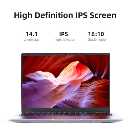 Xiaman 14.1 Inch HD Display Laptop Computer Windows 11 Pro Intel Atom A3950 Laptops Lightweight Notebook PC Office Study Computer