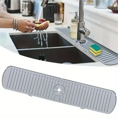 Silicone Tap Mat,Sink Splash Guard,Kitchen Tap Silicone Drain Mat, Silicone Tap Handle Drip Catcher Tray, Tap Mat for Kitchen