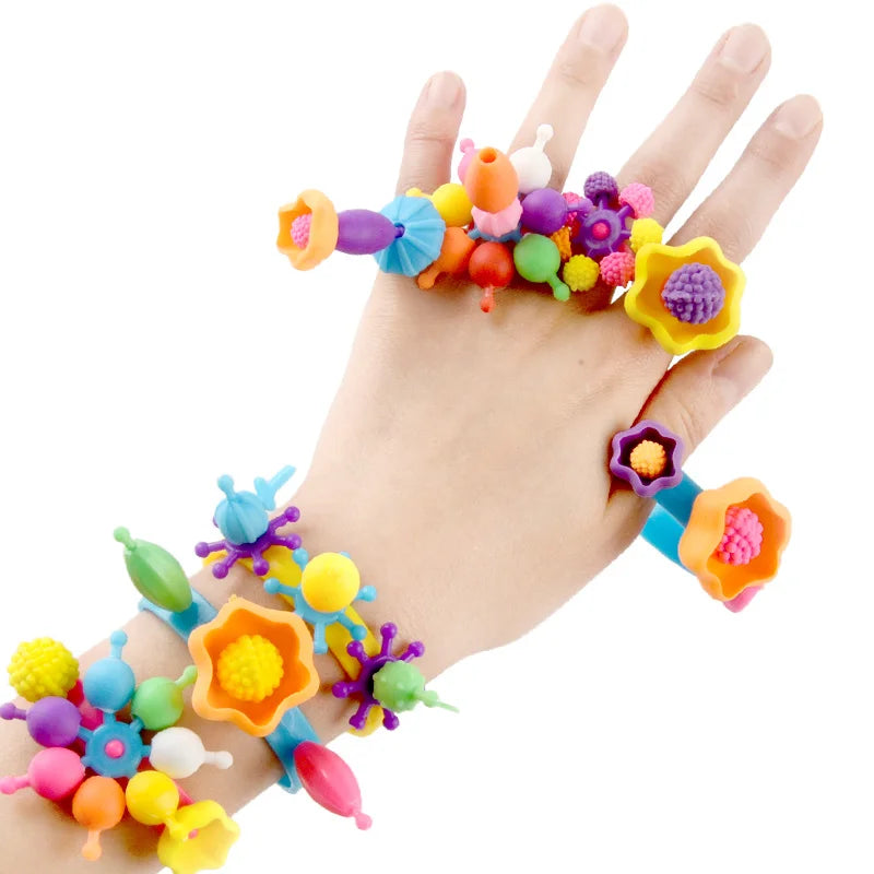 DIY Pop Beads Girl Toy Creativity PopArty Beads Snap-Together for Kid Crafts Children Bracelet Jewelry Fashion Kit Toy for Girl