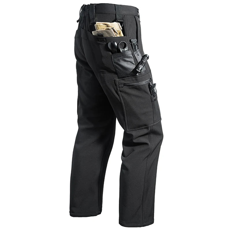 Men Winter Autumn Fleece Waterproof Cargo Pants Hiking Camping Softshell Climbing Casual Warm Tactical Military Combat Trousers