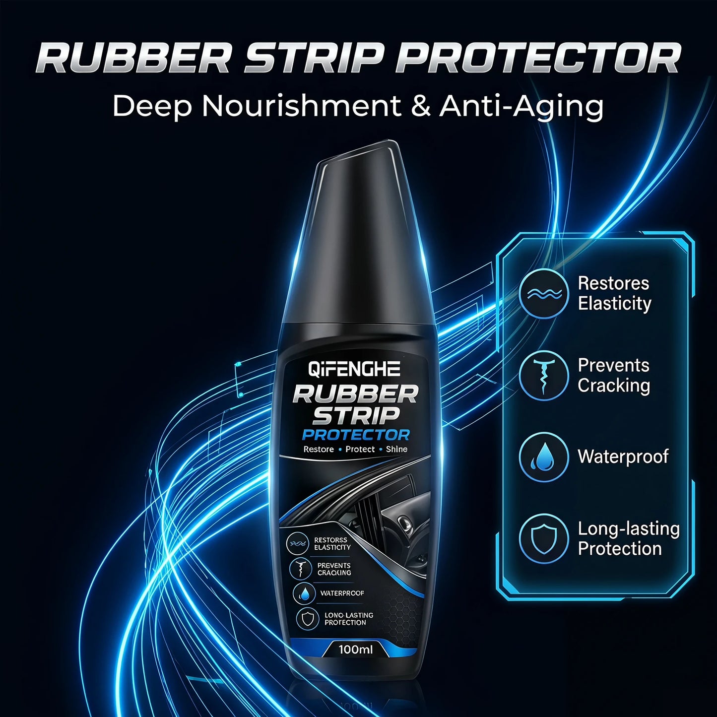 Car Rubber Strip Protector 100ml, Auto Door Window Rubber Seal Restorer Conditioner, Anti-Crack Anti-Aging Waterproof Renovation