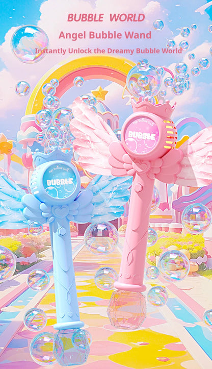 2026 New Electric Angel Automatic Bubble Handheld Bubble Stick Emit Light and Sound Bubble Gun for Party Summer Outdoors Toy
