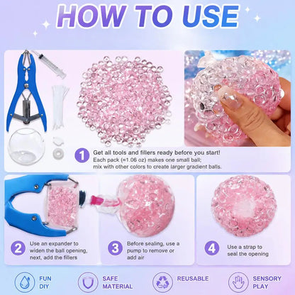 DIY Clear Stress Balls Making Kit Sensory Balls DIY Craft Set with Tool for Adults Office Anxiety Handmade Fidget Toys